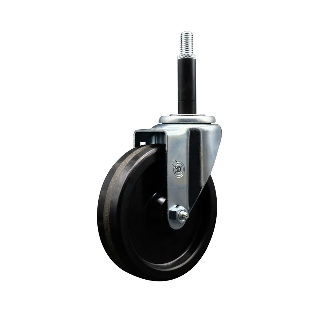 SCC-EX20S514-PHR-34 Phenolic Swivel Expanding Stem Caster with Roller Bearing 5 x 1.25 in. Black Wheel & 0.75 in. Stem