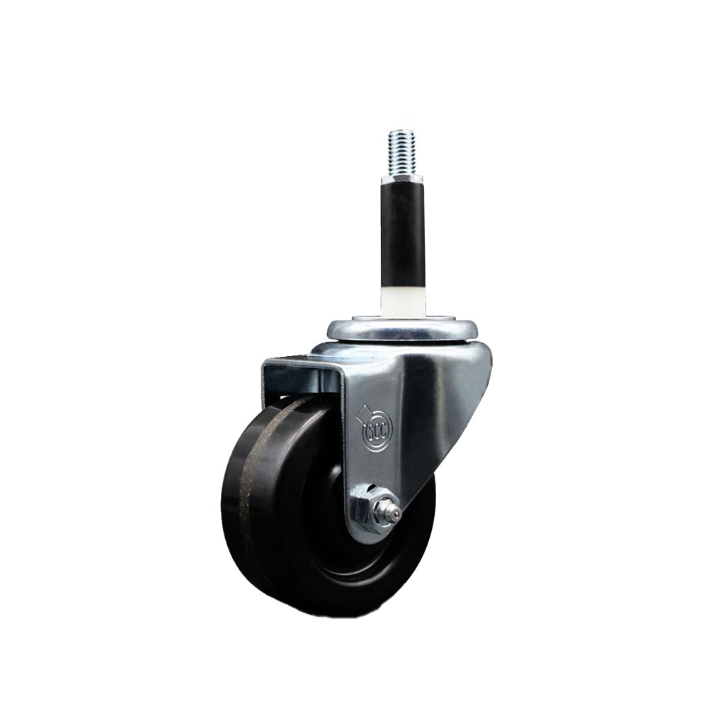SCC-EX20S314-PHR-78 Phenolic Swivel Expanding Stem Caster with Roller Bearing 3 x 1.25 in. Black Wheel & 0.87 in. Stem