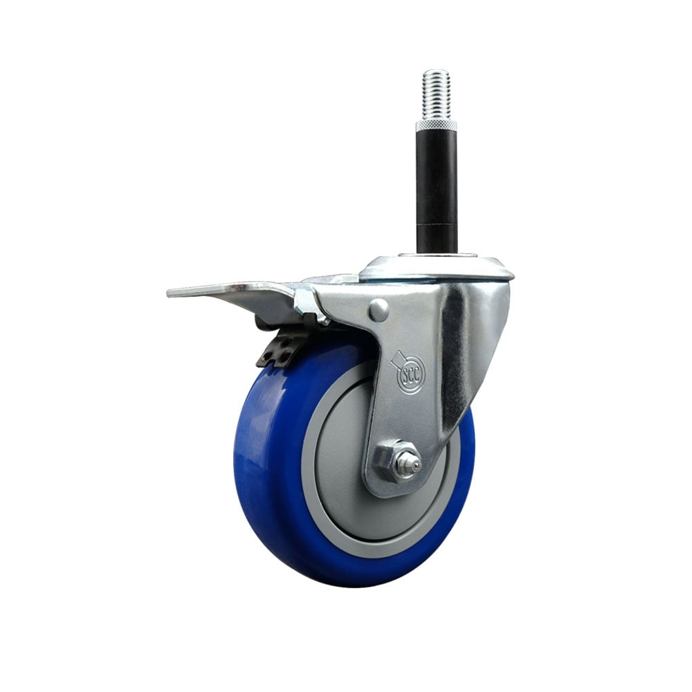 SCC-EXTTL20S414-PPUB-BLUE-34 Polyurethane Expanding Stem Swivel Caster with 4 in. Blue Wheel & 0.75 in. Stem & Total Locking Brake