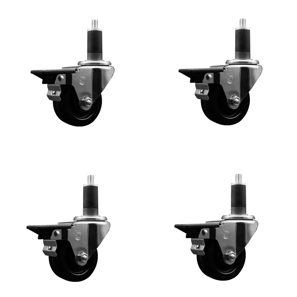 Phenolic Swivel Caster - Black - Set of 4 - 300 lbs Capacity