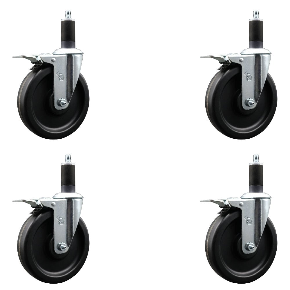 SCC-EXTTL20S615-PHS-114-4 Phenolic Swivel Expanding Stem Caster with 6 in. Black Wheels & 1.25 in. Stems - Set of 4