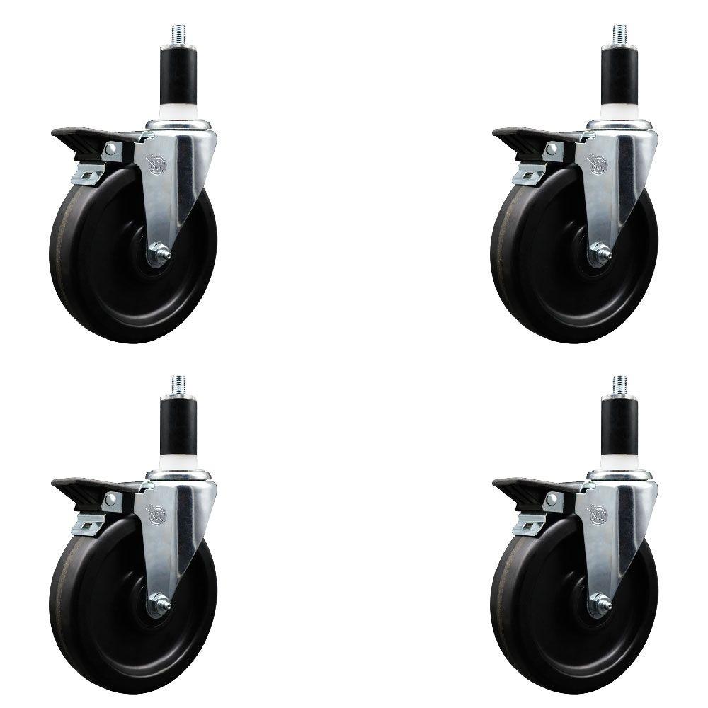 SCC-EX20S615-PHS-PLB-134-4 Phenolic Swivel Expanding Stem Caster with 6 in. Black Wheels & 1.75 in. Stems - Set of 4