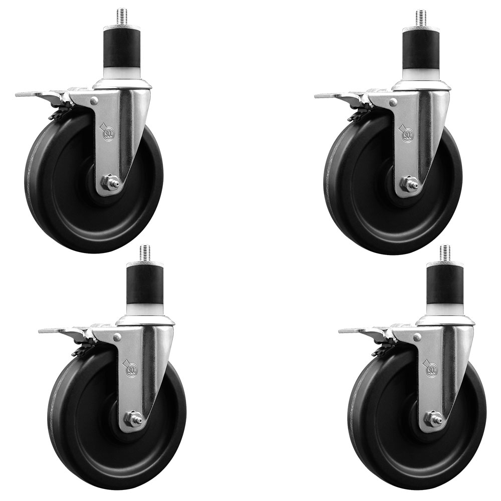 SCC-EXTTL20S615-PHS-178-4 Phenolic Swivel Expanding Stem Caster with 6 in. Black Wheels & 1.87 in. Stems - Set of 4