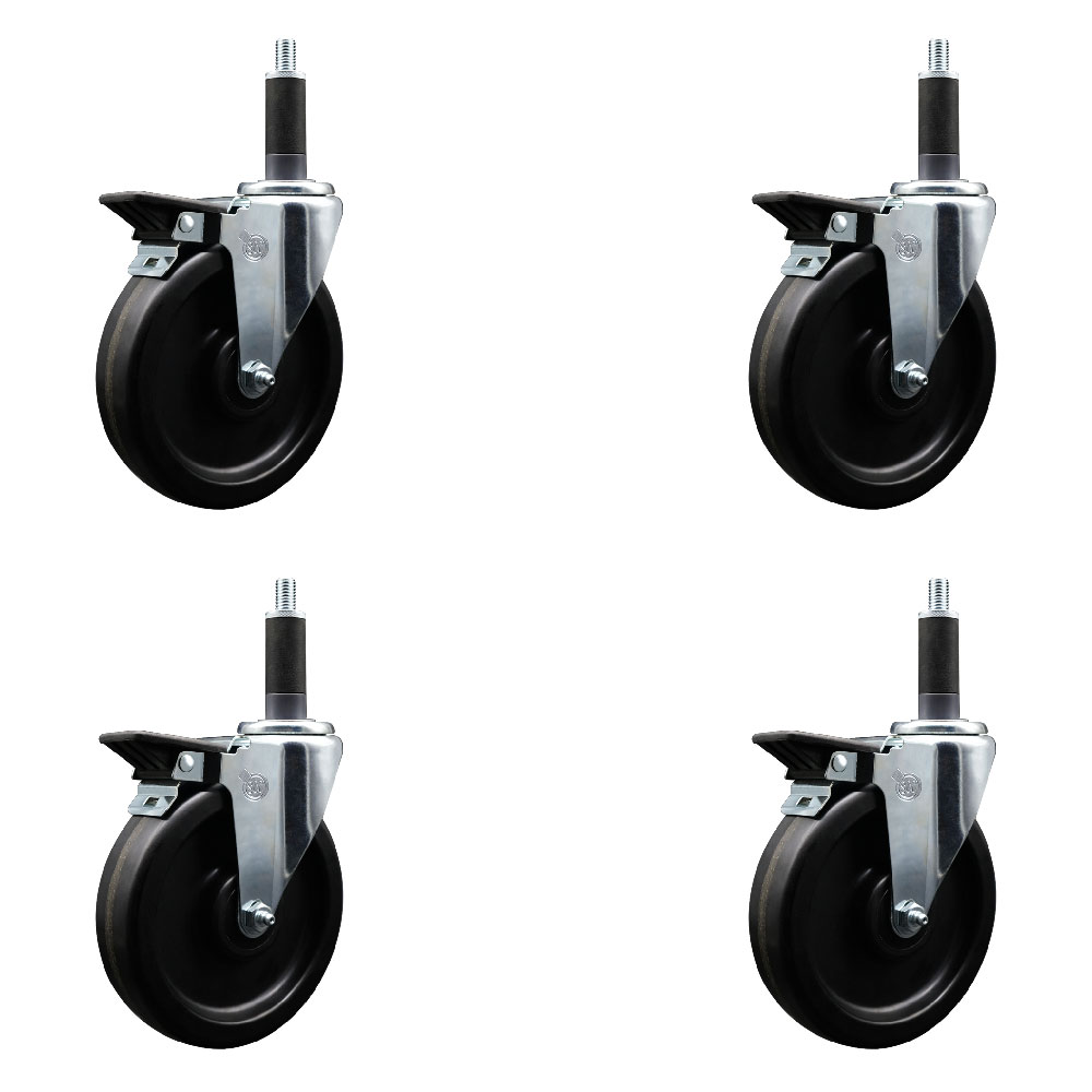 SCC-EX20S615-PHS-PLB-1-4 Phenolic Swivel Expanding Stem Caster with 6 in. Black Wheels & 1 in. Stems - Set of 4