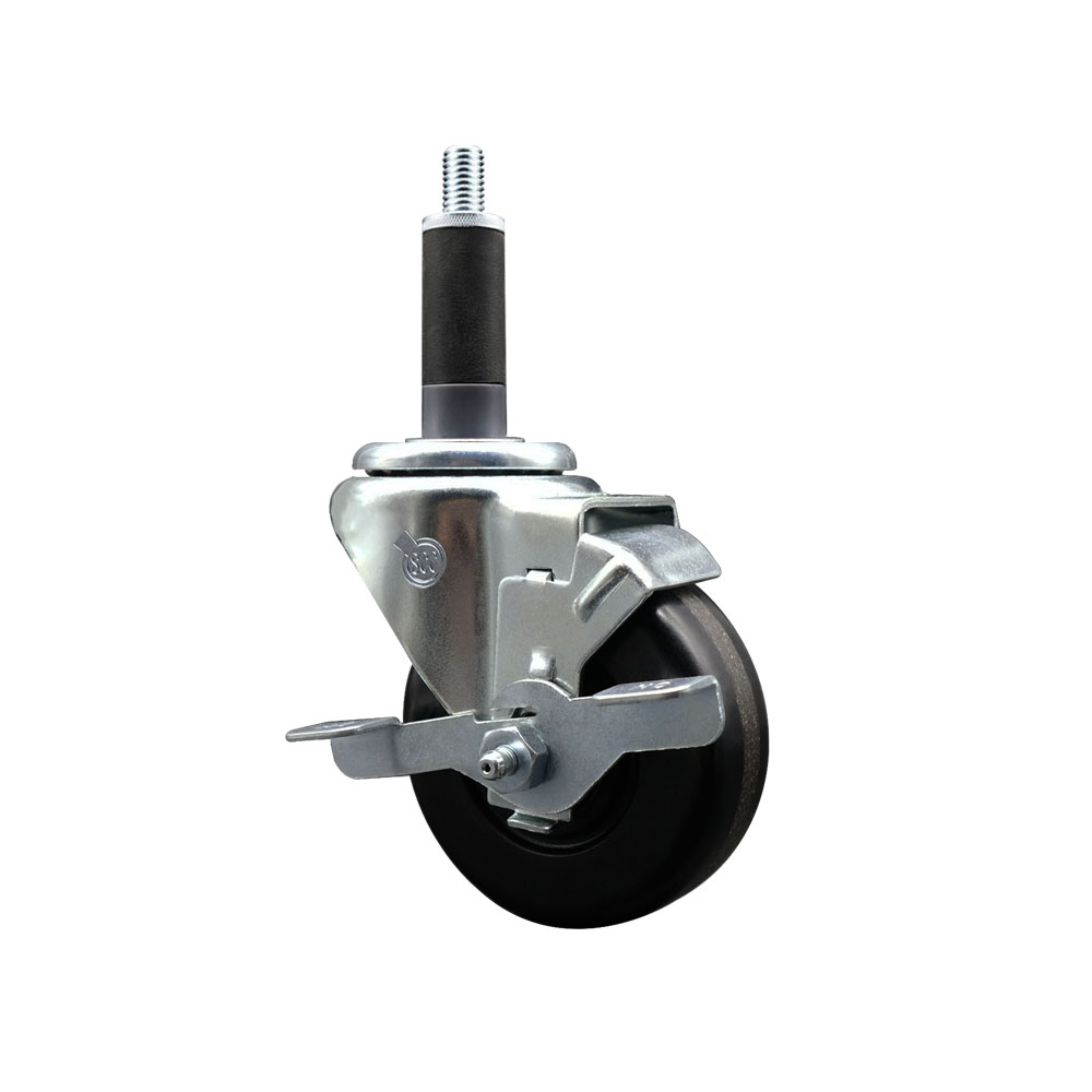 SCC-EX20S3514-PHR-1 Phenolic Swivel Expanding Stem Caster with Roller Bearing 3.5 x 1.25 in. Black Wheel & 1 in. Stem