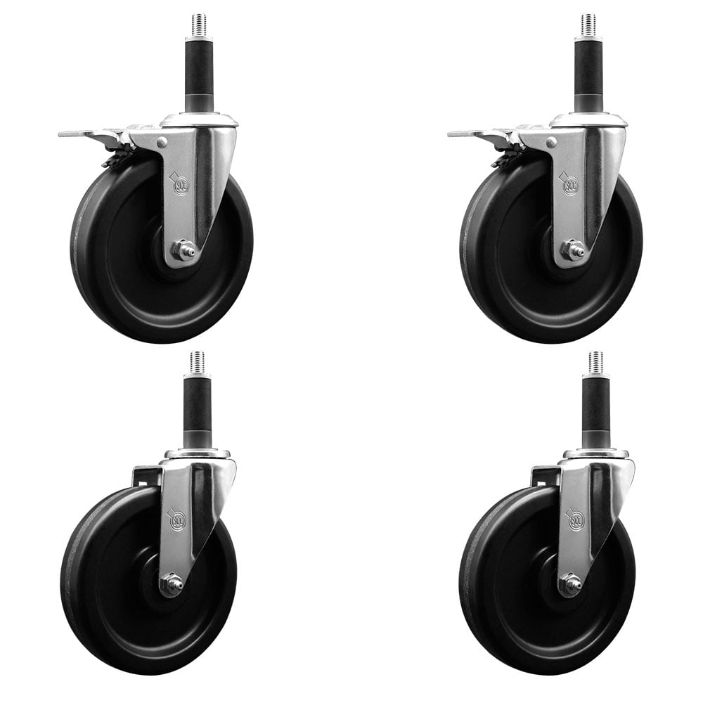 SCC-EXTTL20S615-PHR-2-S-2-1 Phenolic Swivel Expanding Stem Caster with Roller Bearings 6 x 1.5 in. Black Wheels & 1 in. Stems - Set of 4