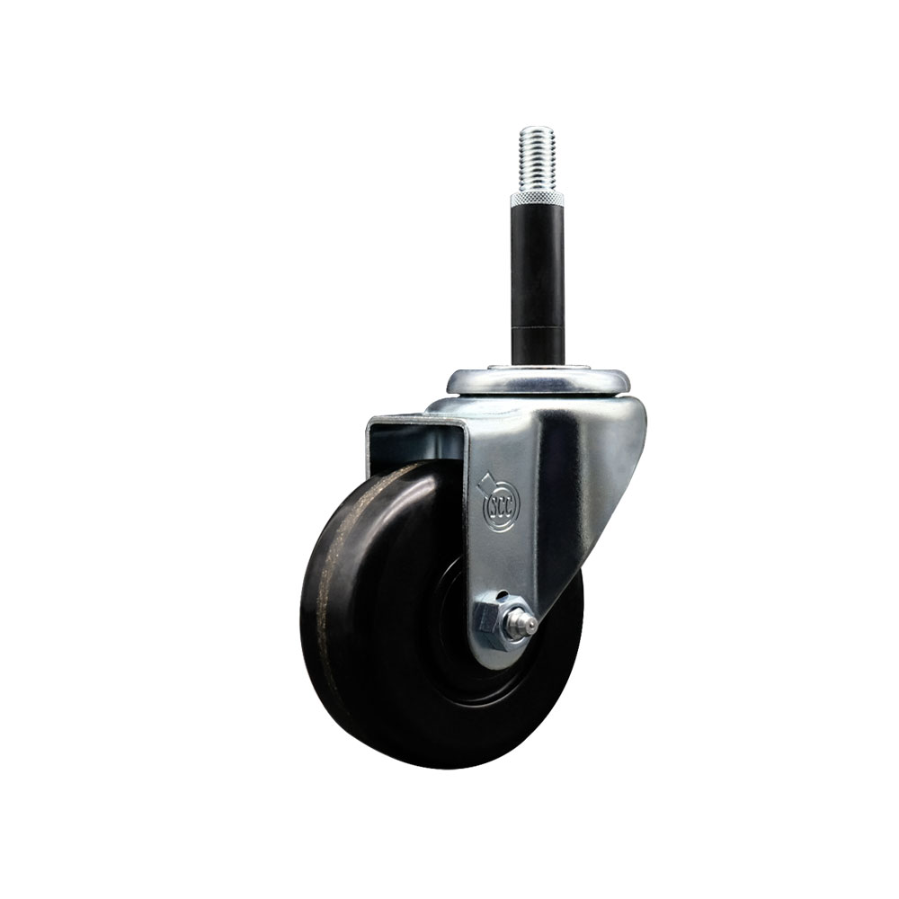 SCC-EX20S3514-PHR-34 Phenolic Swivel Expanding Stem Caster with Roller Bearing 3.5 x 1.25 in. Black Wheel & 0.75 in. Stem