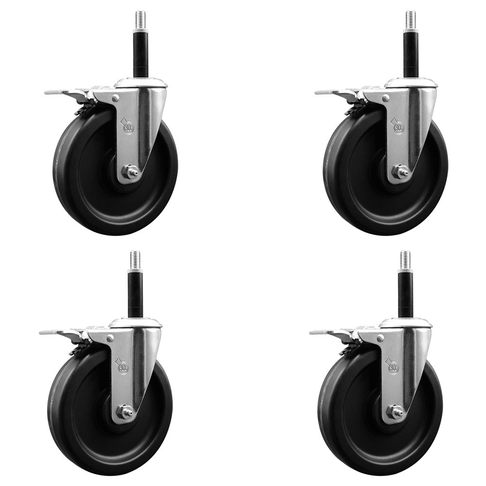 SCC-EXTTL20S615-PHR-34-4 Phenolic Swivel Expanding Stem Caster with Roller Bearings 6 x 1.5 in. Black Wheels & 0.75 in. Stems - Set of 4