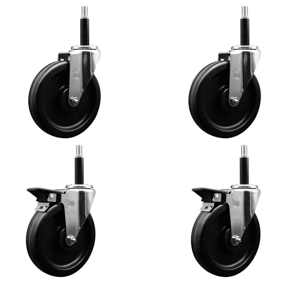 SCC-EX20S615-PHR-2-PLB-2-34 Phenolic Swivel Expanding Stem Caster with Roller Bearings 6 x 1.5 in. Black Wheels & 0.75 in. Stems - Set of 4