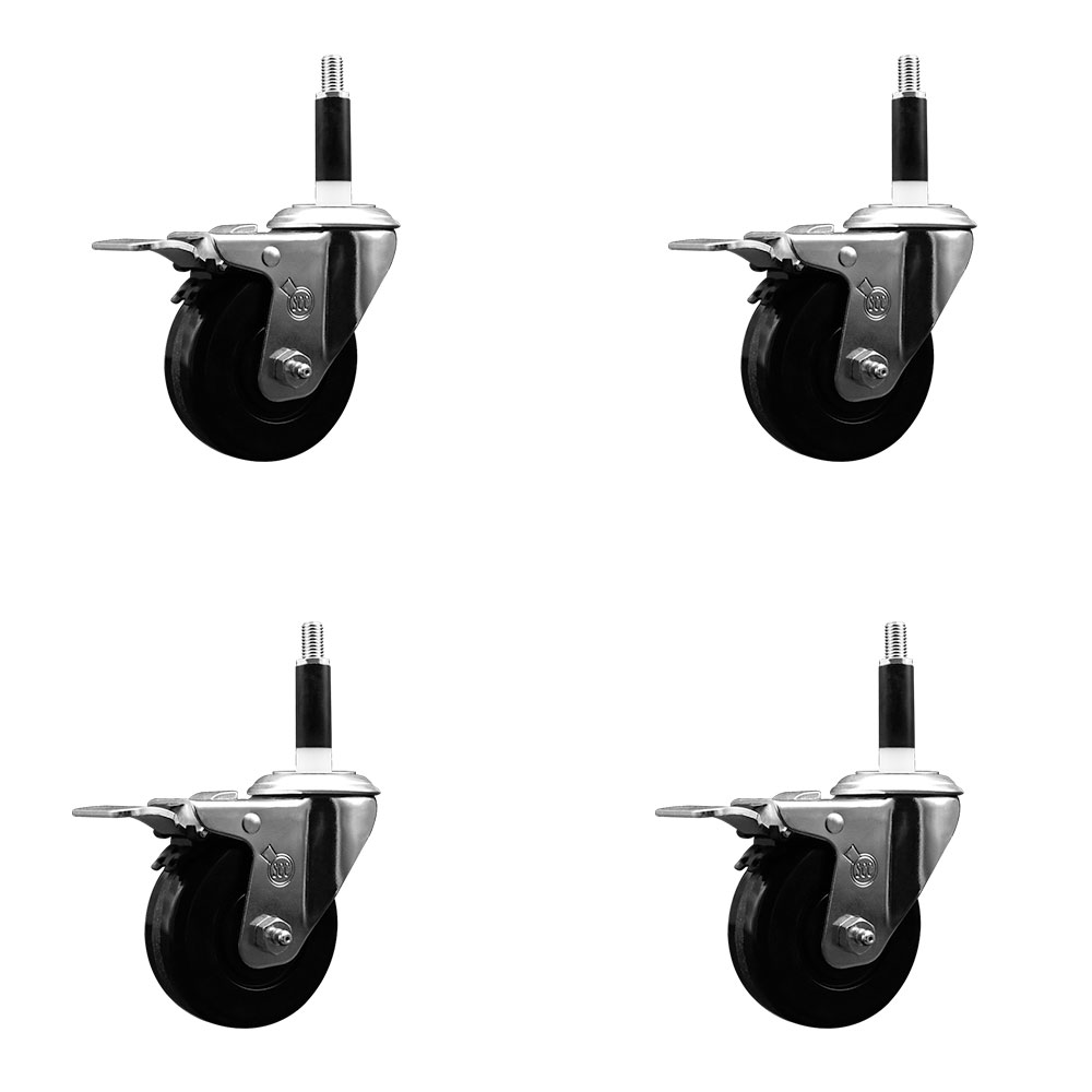 SCC-EXTTL20S3514-PHR-78-4 Phenolic Swivel Expanding Stem Caster with Roller Bearings 3.5 x 1.25 in. Black Wheels & 0.87 in. Stems - Set of 4
