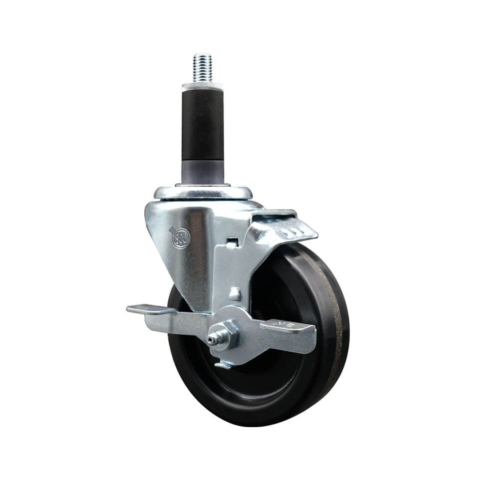 Phenolic Swivel Caster - Black - 4 in. Wheel - Top Locking Brake
