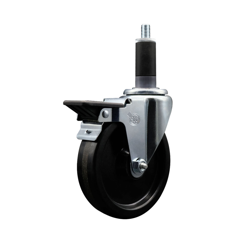 Phenolic Swivel Caster - Black - 5 in. - Posi Locking Brake