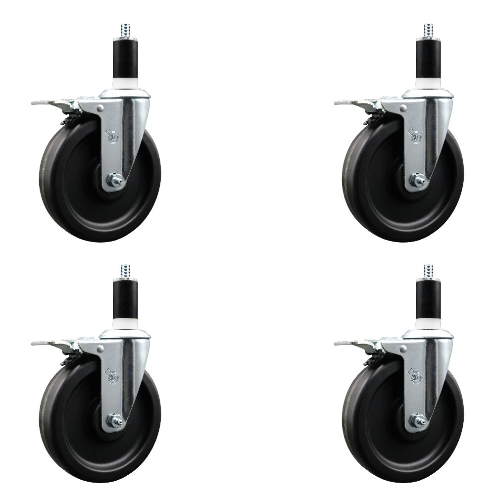 SCC-EXTTL20S615-PHS-138-4 Phenolic Swivel Expanding Stem Caster with 6 in. Black Wheels & 1.38 in. Stems - Set of 4