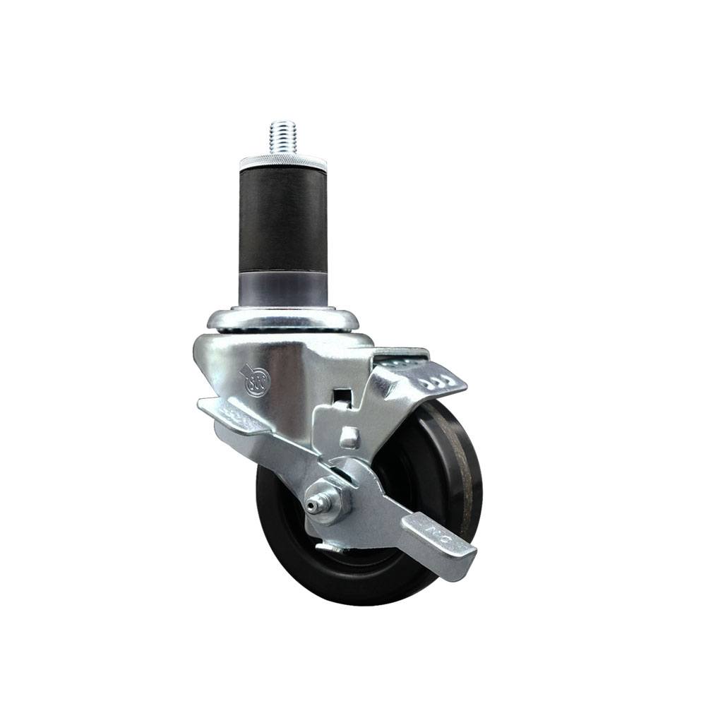 Phenolic Swivel Caster - Black - 3 in. Wheel - Top Locking Brake