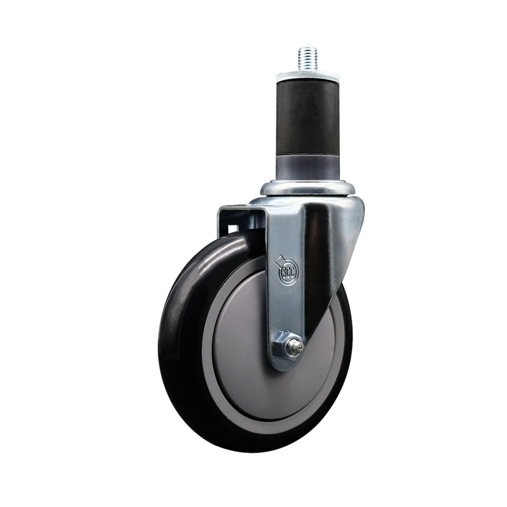 SCC-EX20S514-PPUB-BLK-158 Polyurethane Expanding Stem Swivel Caster with 5 in. Black Wheel & 1.63 in. Stem