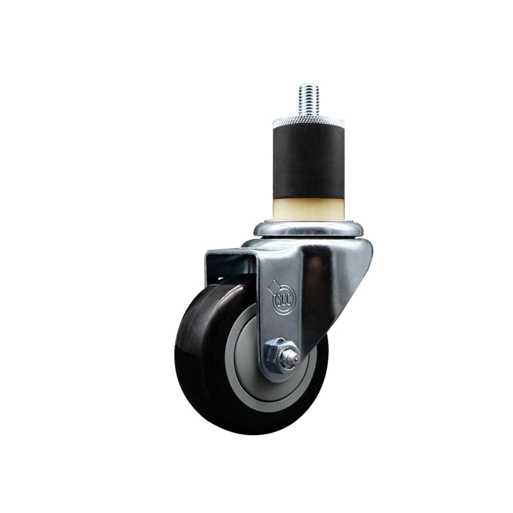 SCC-EX20S314-PPUB-BLK-178 Polyurethane Expanding Stem Swivel Caster with 3 in. Black Wheel & 1.87 in. Stem