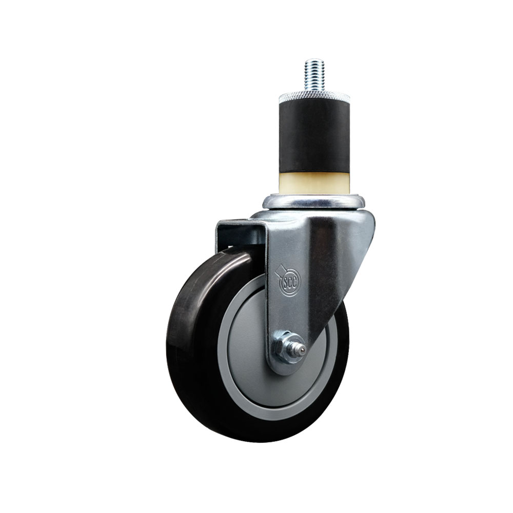 SCC-EX20S414-PPUB-BLK-178 Polyurethane Expanding Stem Swivel Caster with 4 in. Black Wheel & 1.87 in. Stem