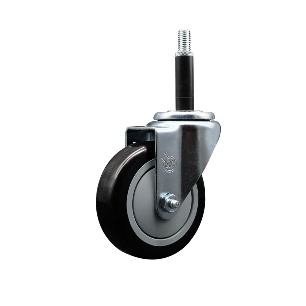 SCC-EX20S414-PPUB-BLK-34 Polyurethane Expanding Stem Swivel Caster with 4 in. Black Wheel & 0.75 in. Stem