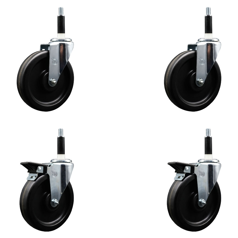 SCC-EX20S615-PHS-2-PLB-2-78 Phenolic Swivel Expanding Stem Caster with 6 in. Black Wheels & 0.87 in. Stems - Set of 4