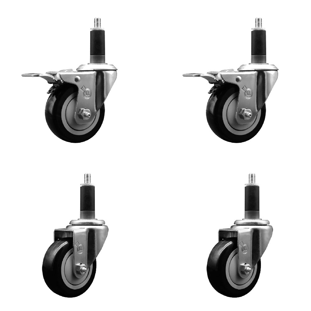 SCC-EXTTL20S3514-PPUB-BLK-2-S-2-118 Polyurethane Swivel Expanding Stem Caster with 3.5 in. Black Wheels & 1.13 in. Stems - Set of 4