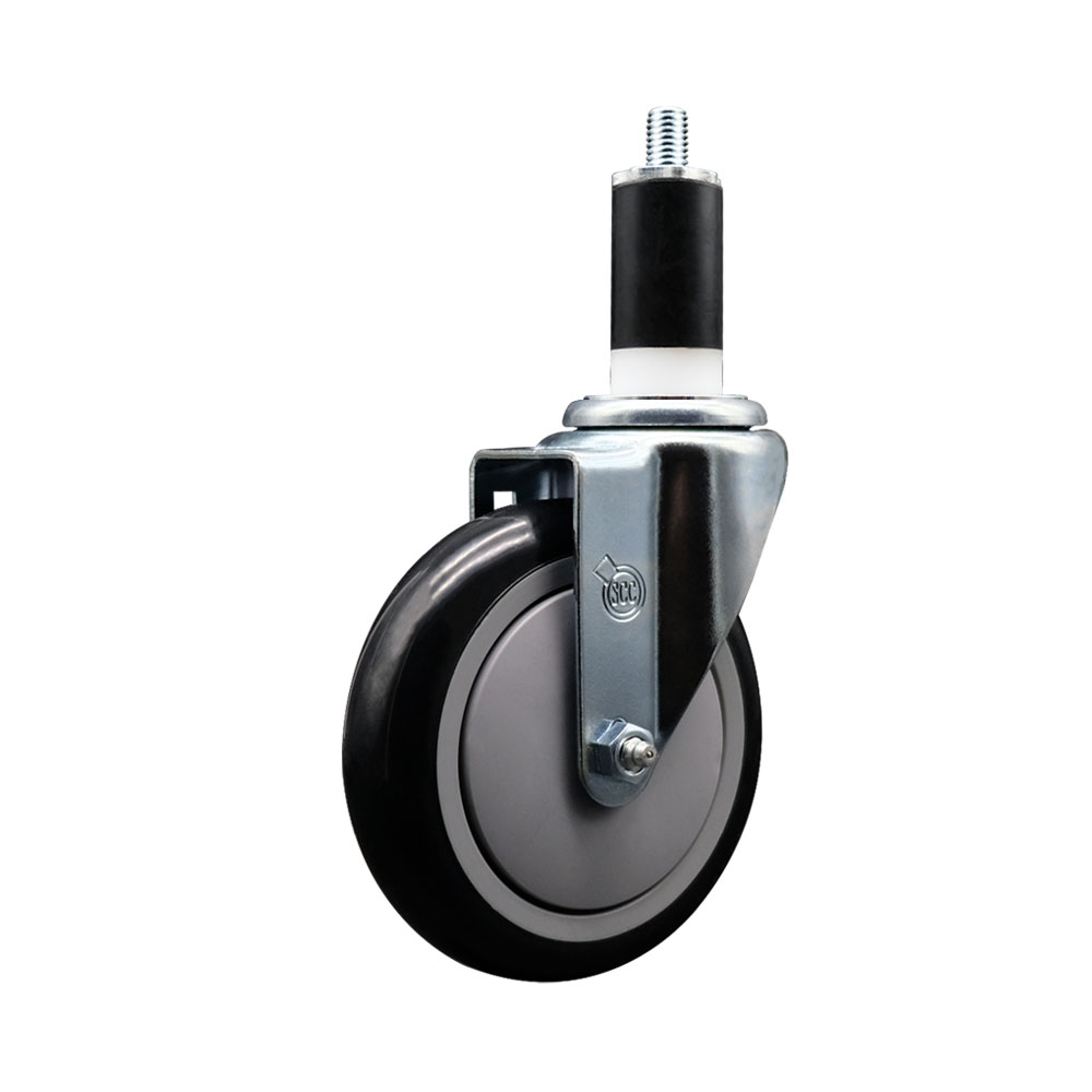 SCC-EX20S514-PPUB-BLK-138 Polyurethane Expanding Stem Swivel Caster with 5 in. Black Wheel & 1.38 in. Stem