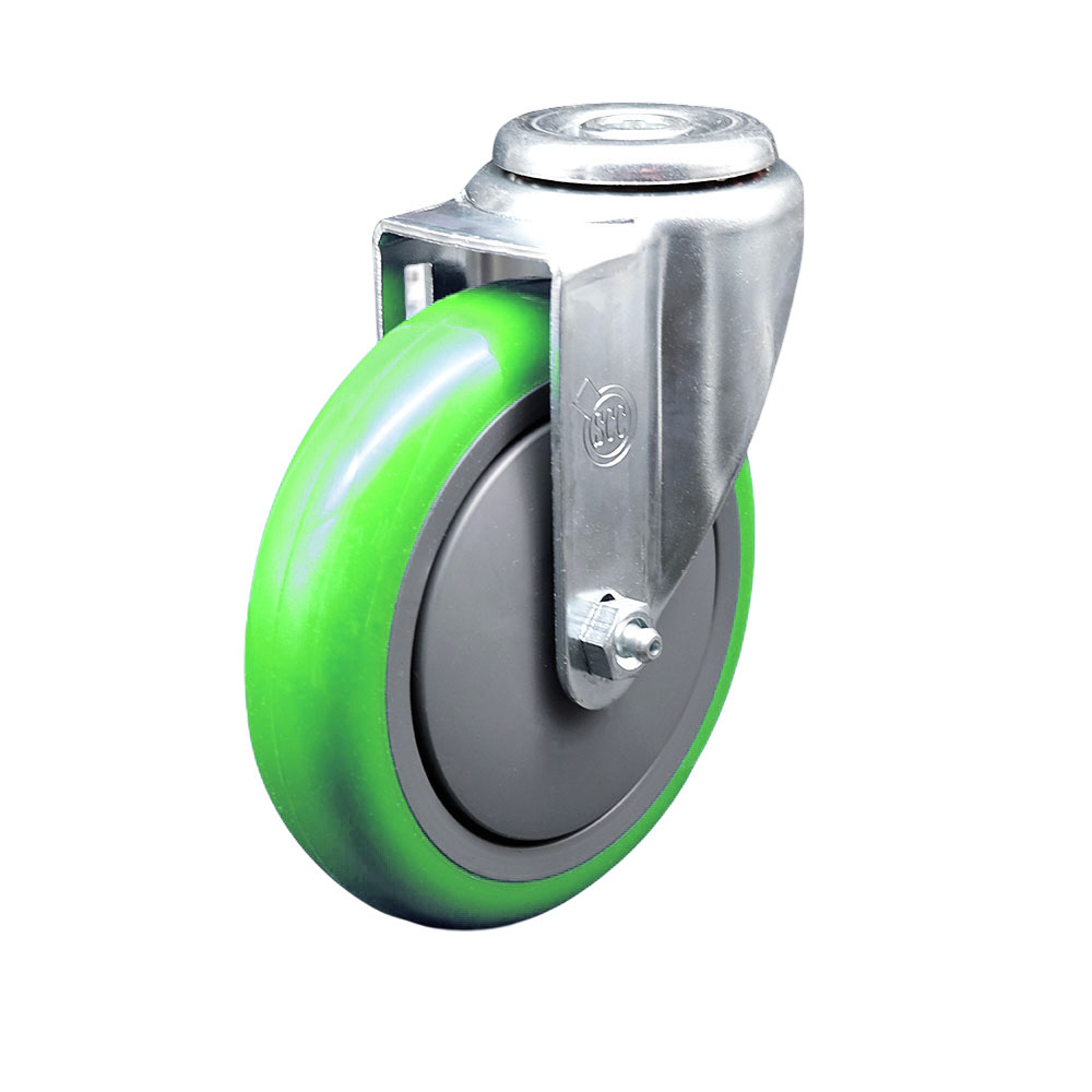 SCC-BH20S514-PPUB-GRN Polyurethane Swivel Bolt Hole Caster with 5 x 1.25 in. Green Wheel