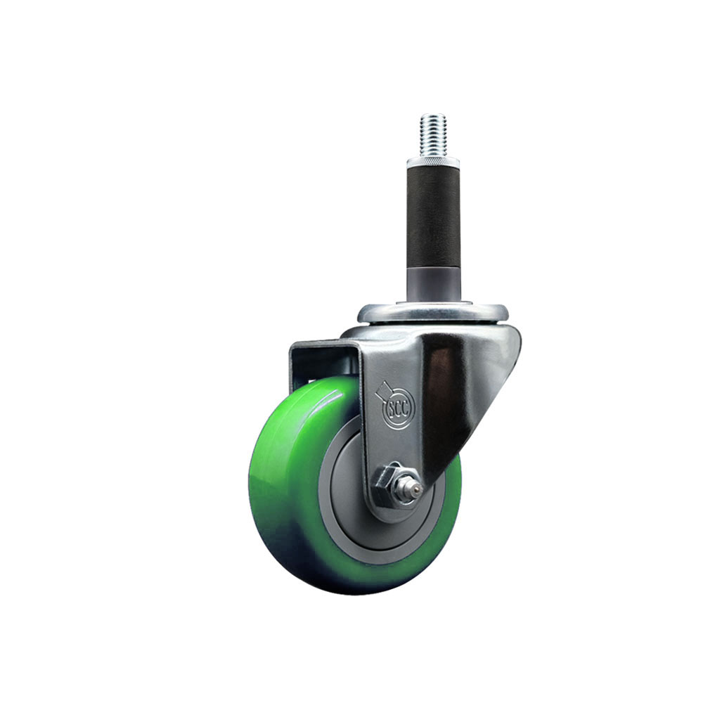 SCC-EX20S314-PPUB-GRN-1 Polyurethane Expanding Stem Swivel Caster with 3 in. Green Wheel & 1 in. Stem