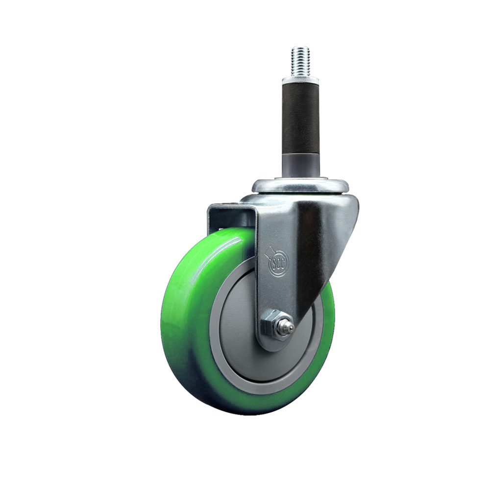 SCC-EX20S414-PPUB-GRN-1 Polyurethane Expanding Stem Swivel Caster with 4 in. Green Wheel & 1 in. Stem