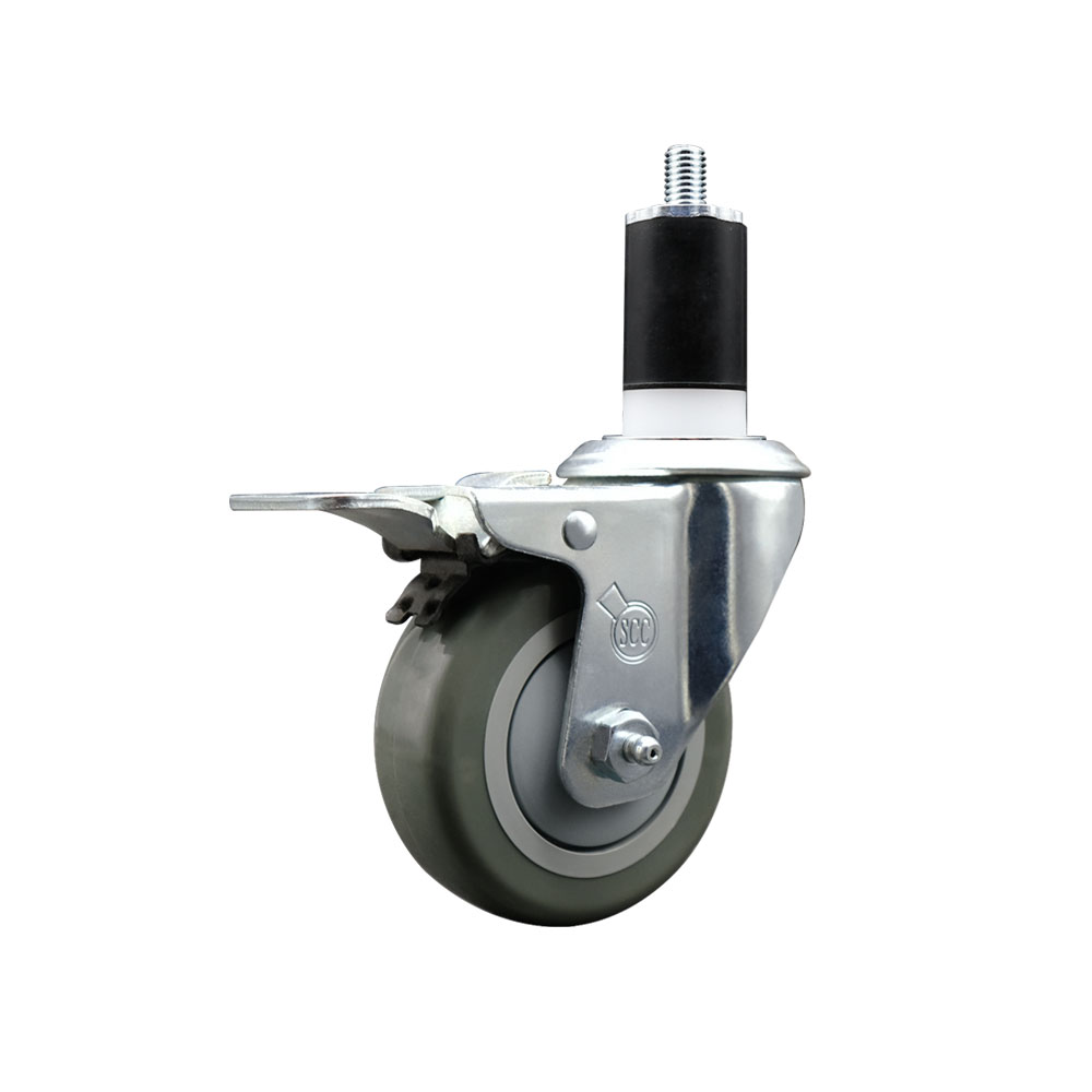 SCC-EXTTL20S3514-PPUB-112 Polyurethane Expanding Stem Swivel Caster with 3.5 in. Gray Wheel & 1.5 in. Stem & Total Locking Brake