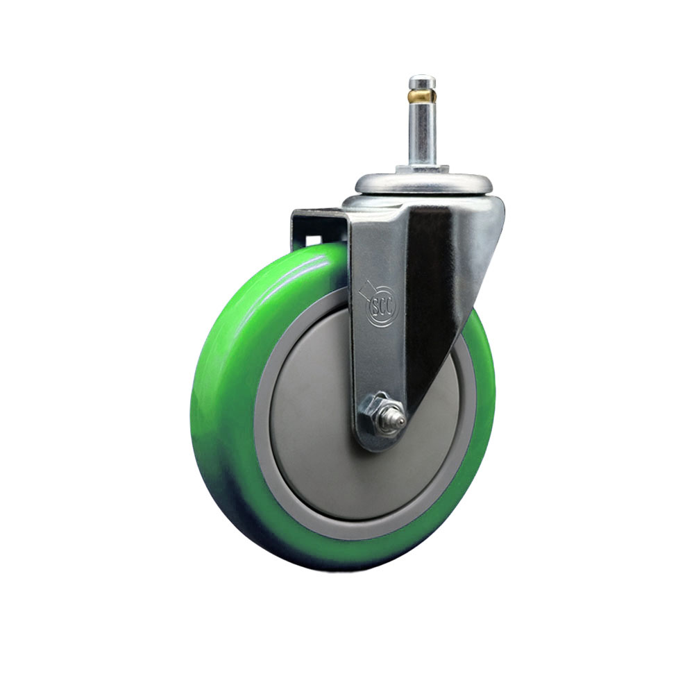 SCC-GR20S514-PPUB-GRN-716138 Polyurethane Swivel Grip Ring Stem Caster with 5 x 1.25 in. Green Wheel & 0.43 in. Stem
