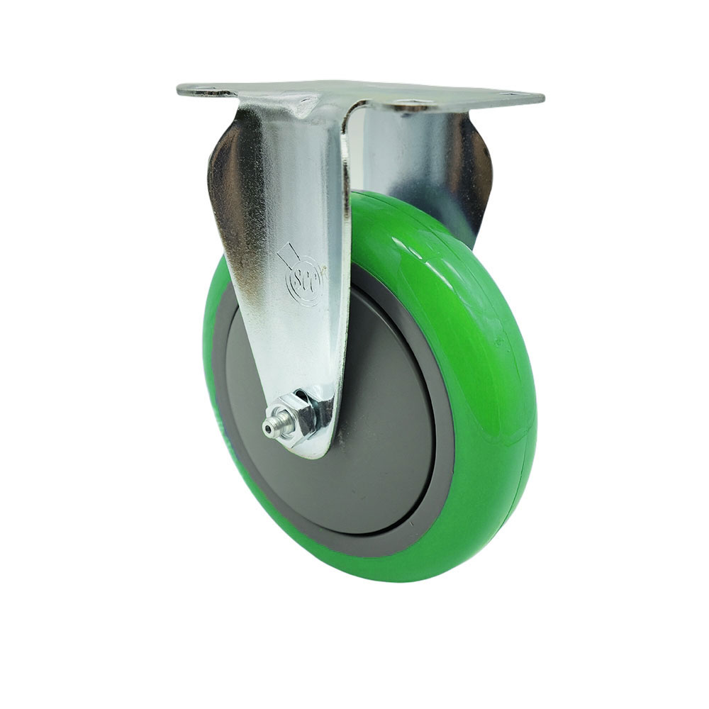 SCC-SS20R514-PPUB-GRN Stainless Steel Polyurethane Swivel Top Plate Rigid Caster with 5 x 1.25 in. Green Wheel