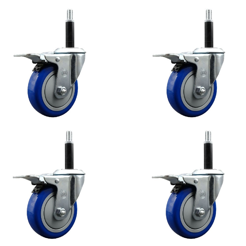 SCC-EXTTL20S414-PPUB-BLUE-34-4 Polyurethane Swivel Expanding Stem Caster with 4 in. Blue Wheels & 0.75 in. Stems - Set of 4