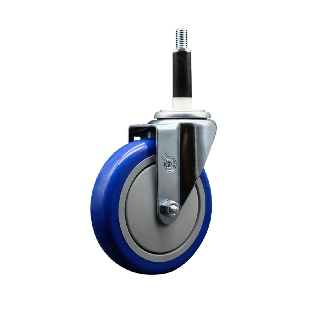 SCC-EX20S514-PPUB-BLUE-78 Polyurethane Expanding Stem Swivel Caster with 5 in. Blue Wheel & 0.87 in. Stem