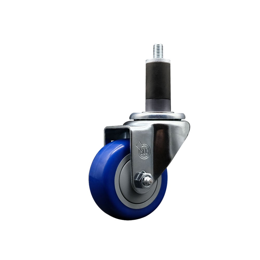 SCC-EX20S314-PPUB-BLUE-114 Polyurethane Expanding Stem Swivel Caster with 3 in. Blue Wheel & 1.25 in. Stem