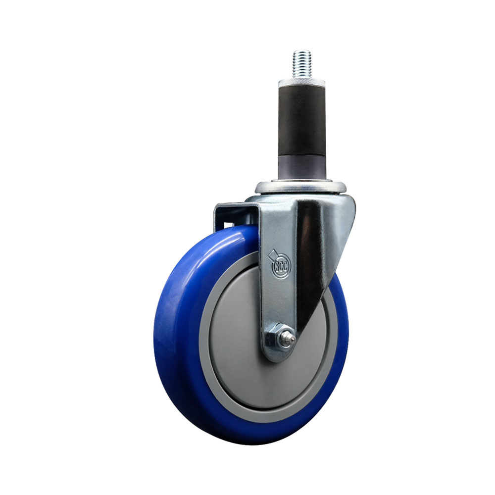 SCC-EX20S514-PPUB-BLUE-114 Polyurethane Expanding Stem Swivel Caster with 5 in. Blue Wheel & 1.25 in. Stem
