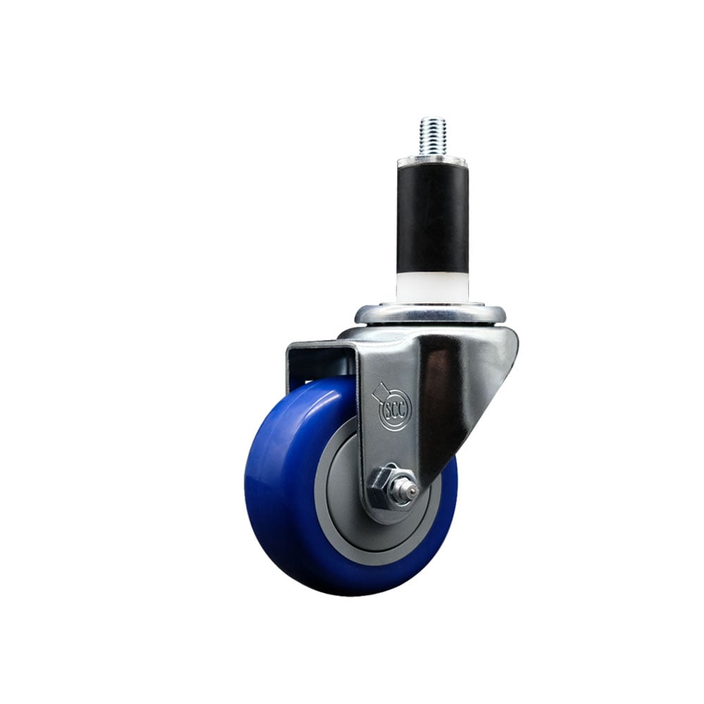 SCC-EX20S314-PPUB-BLUE-138 Polyurethane Expanding Stem Swivel Caster with 3 in. Blue Wheel & 1.38 in. Stem