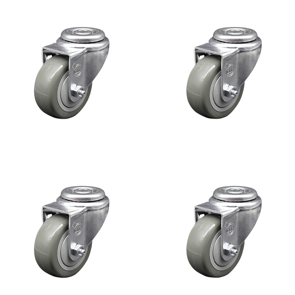 SCC-BH20S3514-PPUB-4 Polyurethane Swivel Bolt Hole Caster with 3.5 x 1.25 in. Gray Wheels - Set of 4