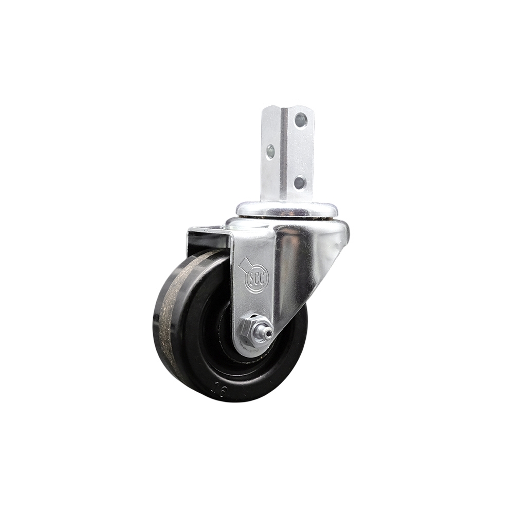 Swivel Square Stem Caster with 3 x 1.25 in. Black Phenolic Wheel, 0.75 x 2 in. Square Stem with 3 0.26 in. Diameter Mounting Holes
