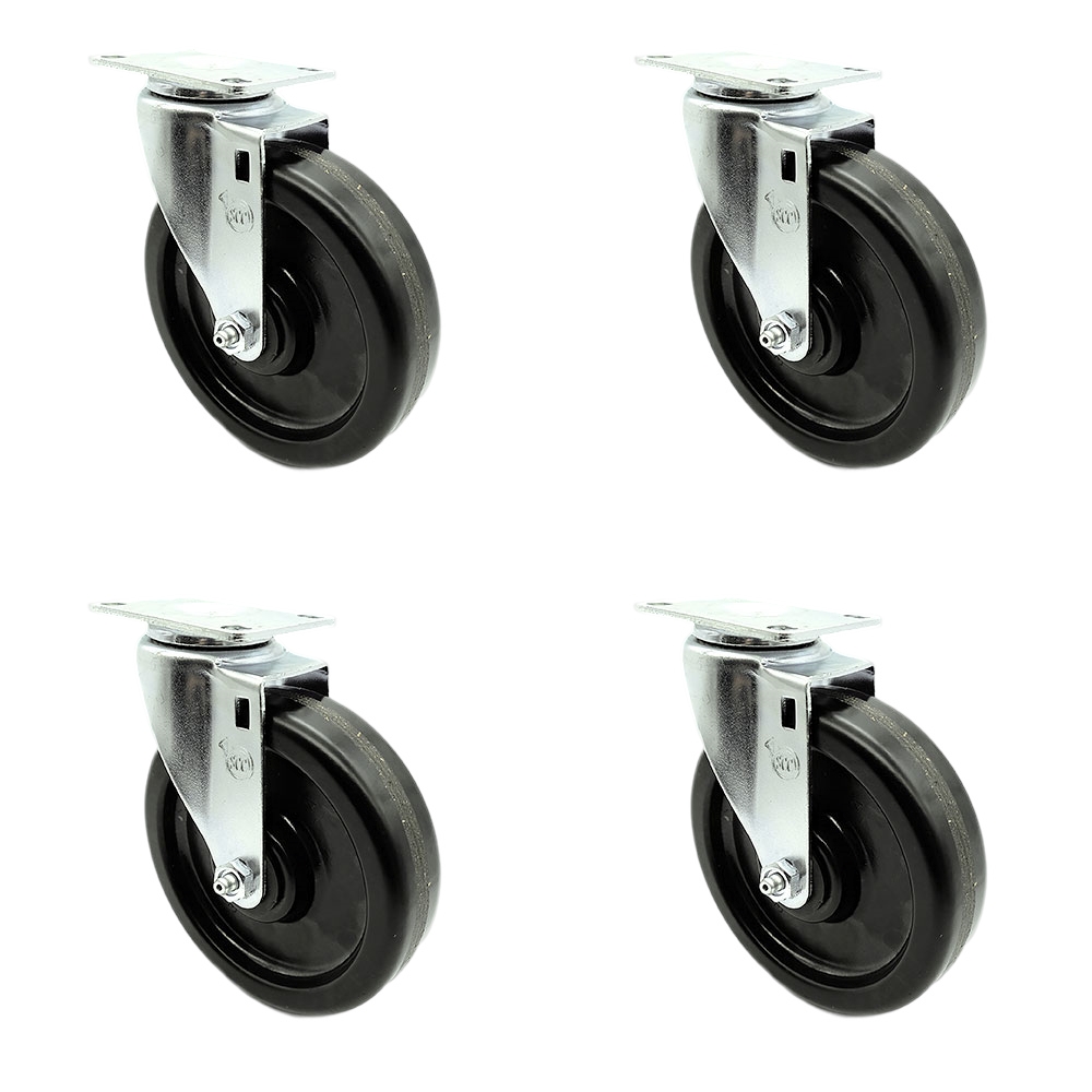 SCC-20S615-PHS-4 Phenolic Swivel Top Plate Caster with 6 in. Black Wheels - Set of 4