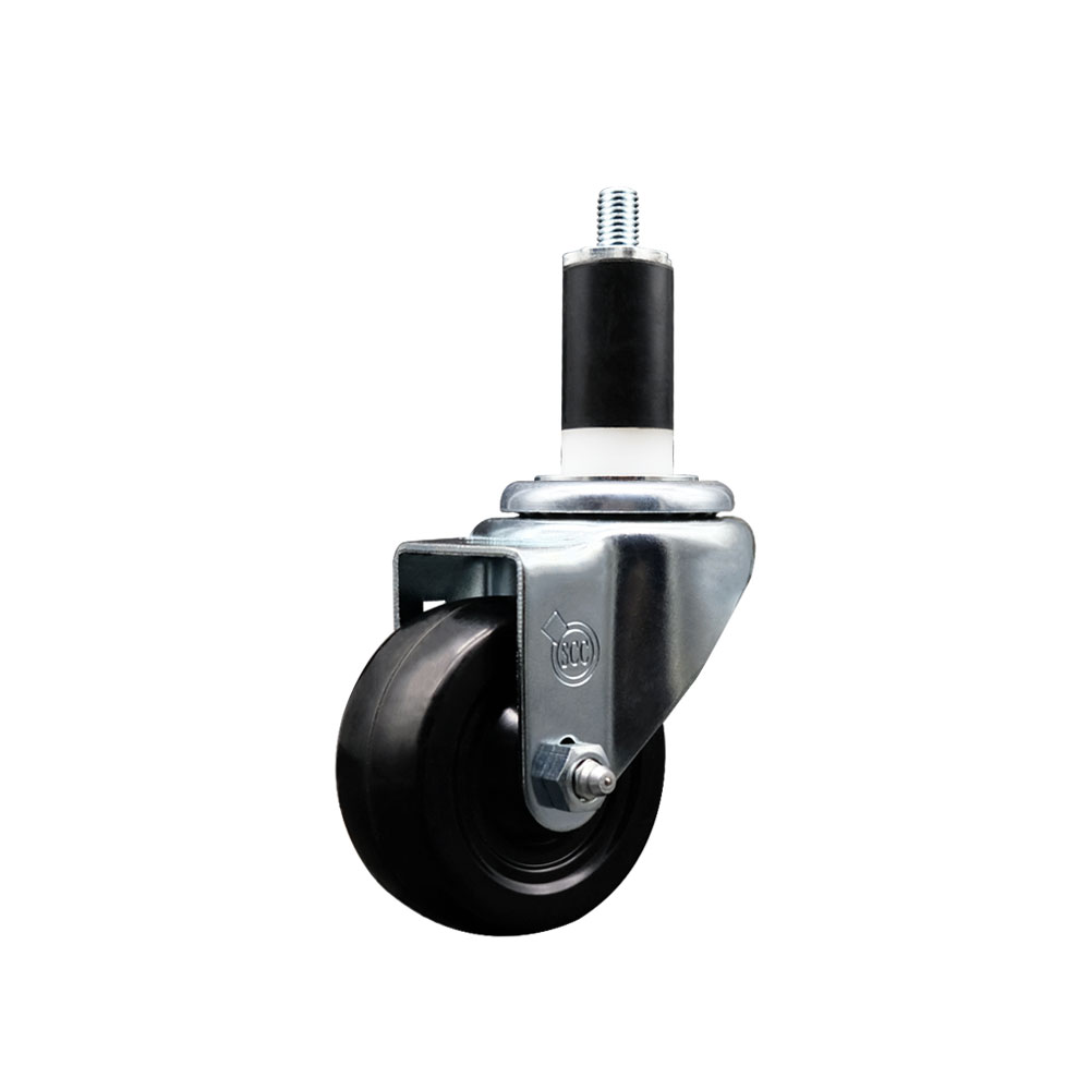 SCC-SSEX20S314-HRS-138 Stainless Steel Hard Rubber Swivel Expanding Stem Caster with 3 x 1.25 in. Black Wheel & 0.37 in. Stem