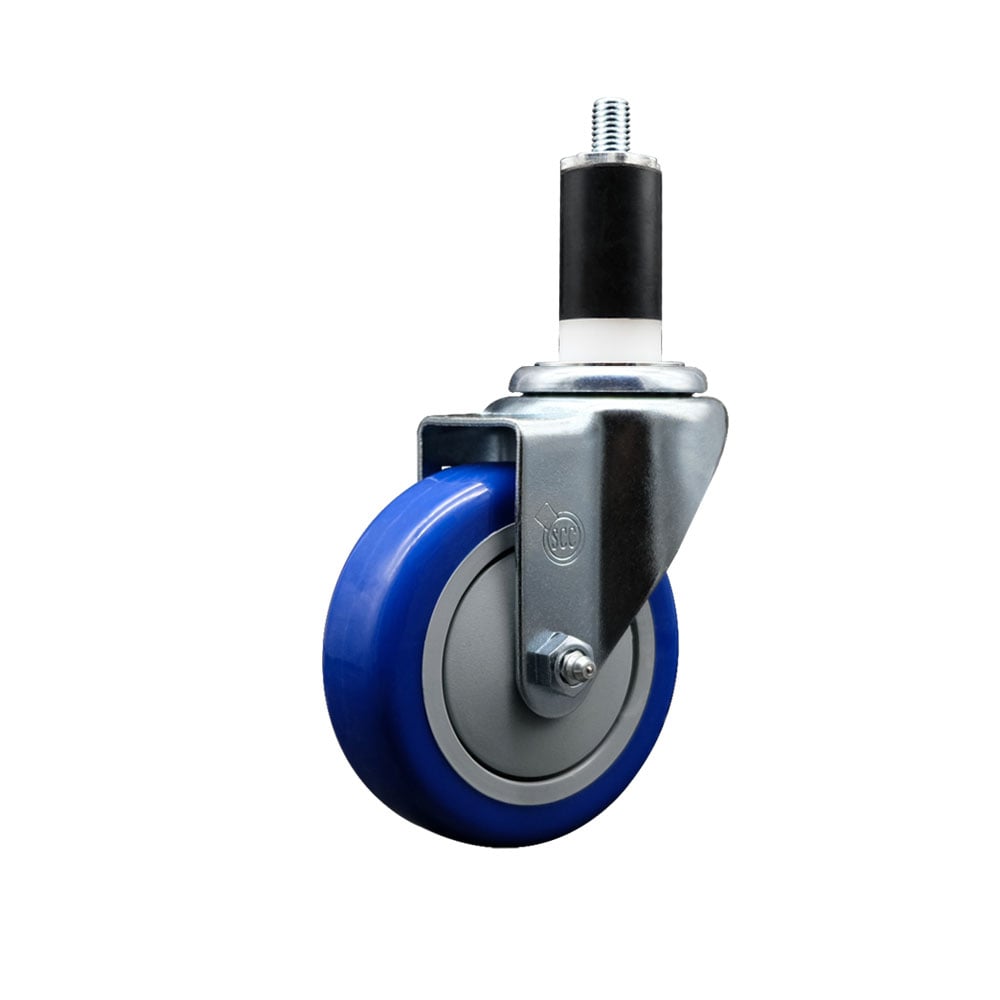 SCC-EX20S414-PPUB-BLUE-138 Polyurethane Expanding Stem Swivel Caster with 4 in. Blue Wheel & 1.38 in. Stem