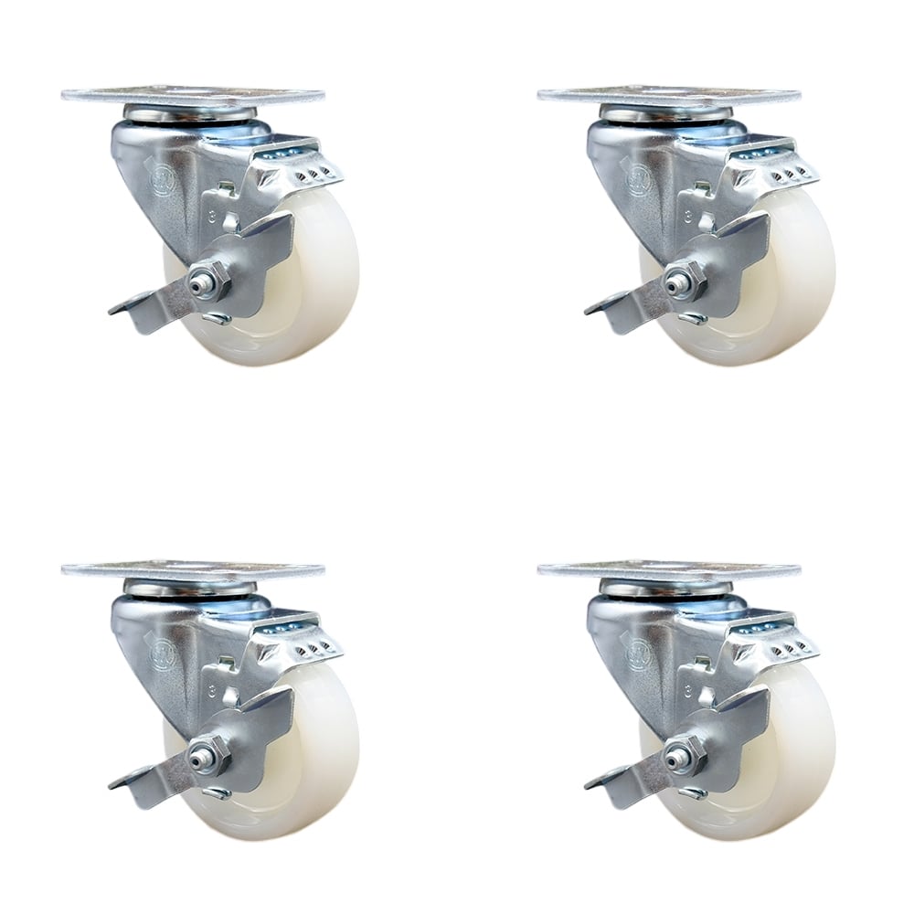 SCC-20S314-NYS-TLB-4 Nylon Swivel Top Plate Caster with 3 in. White Wheels - Set of 4