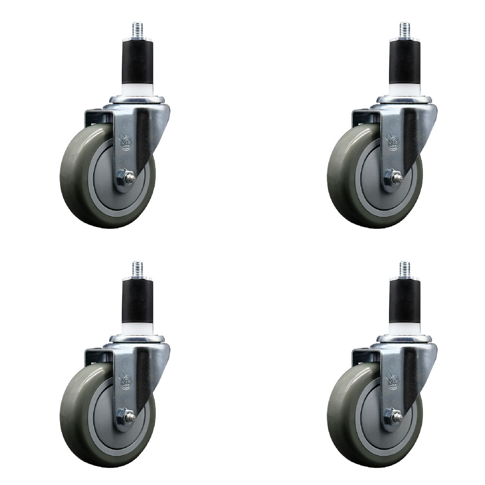 SCC-EX20S414-PPUB-112-4 Polyurethane Swivel Expanding Stem Caster with 4 in. Gray Wheels & 1.5 in. Stems - Set of 4