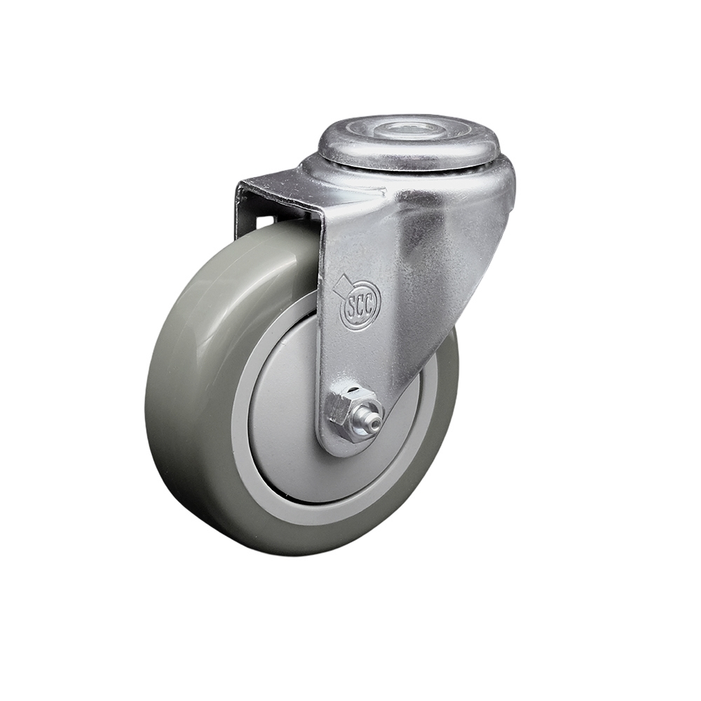 SCC-SSBH20S414-PPUB Stainless Steel Polyurethane Swivel Bolt Hole Caster with 4 x 1.25 in. Gray Wheel