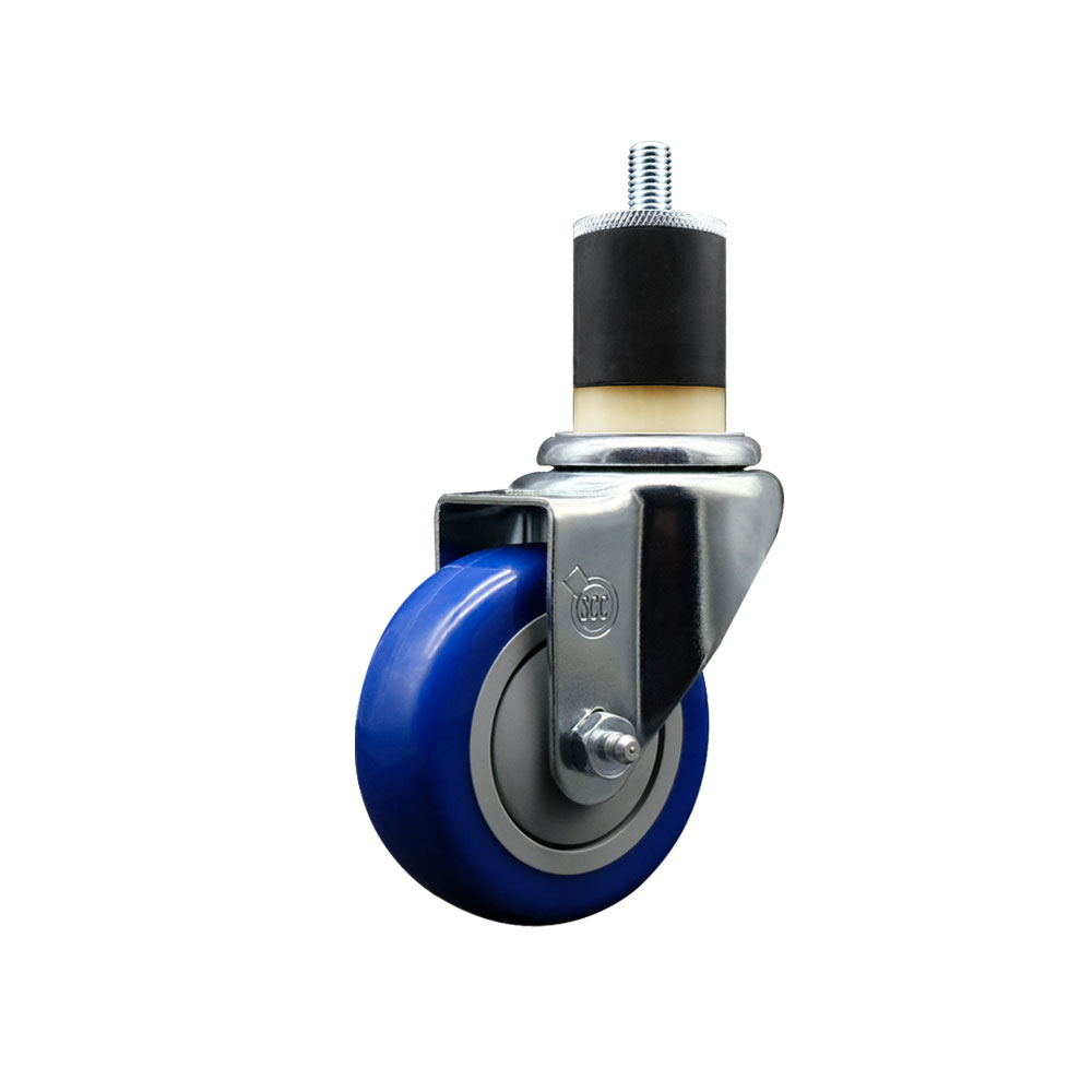 SCC-EX20S3514-PPUB-BLUE-178 Polyurethane Expanding Stem Swivel Caster with 3.5 in. Blue Wheel & 1.87 in. Stem