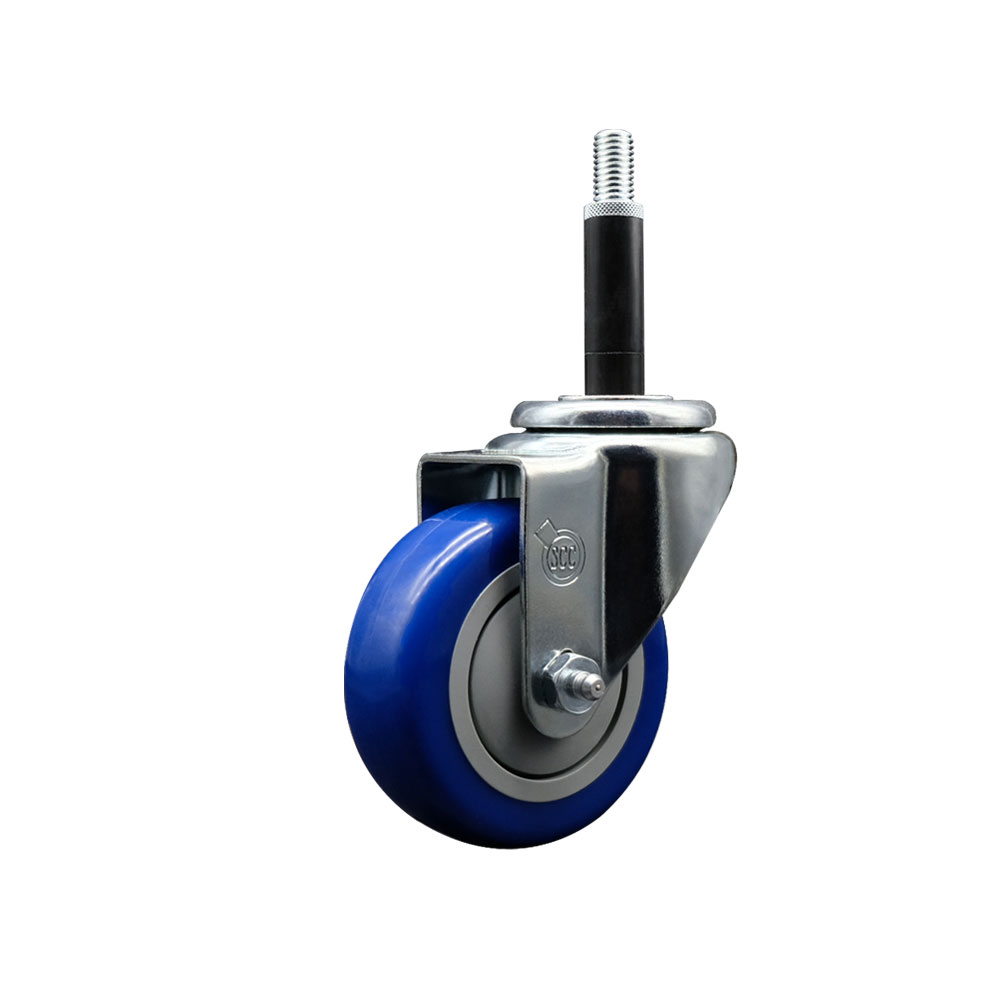 SCC-EX20S3514-PPUB-BLUE-34 Polyurethane Expanding Stem Swivel Caster with 3.5 in. Blue Wheel & 0.75 in. Stem