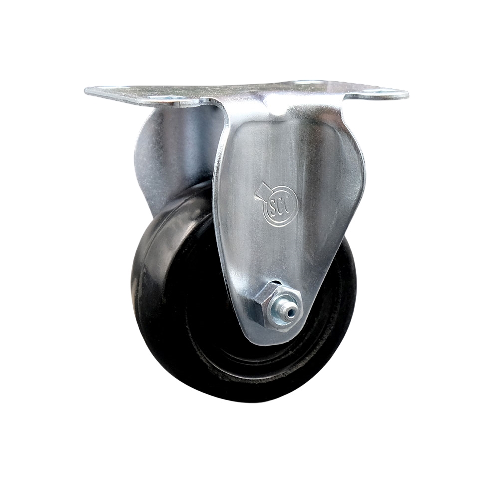SCC-20R314-HRS Hard Rubber Top Plate Rigid Caster with 3 in. Black Wheel