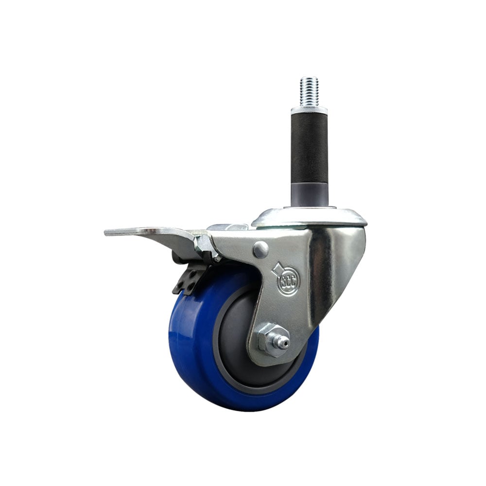 SCC-EXTTL20S314-PPUB-BLUE-1 Polyurethane Expanding Stem Swivel Caster with 3 in. Blue Wheel & 1 in. Stem & Total Locking Brake