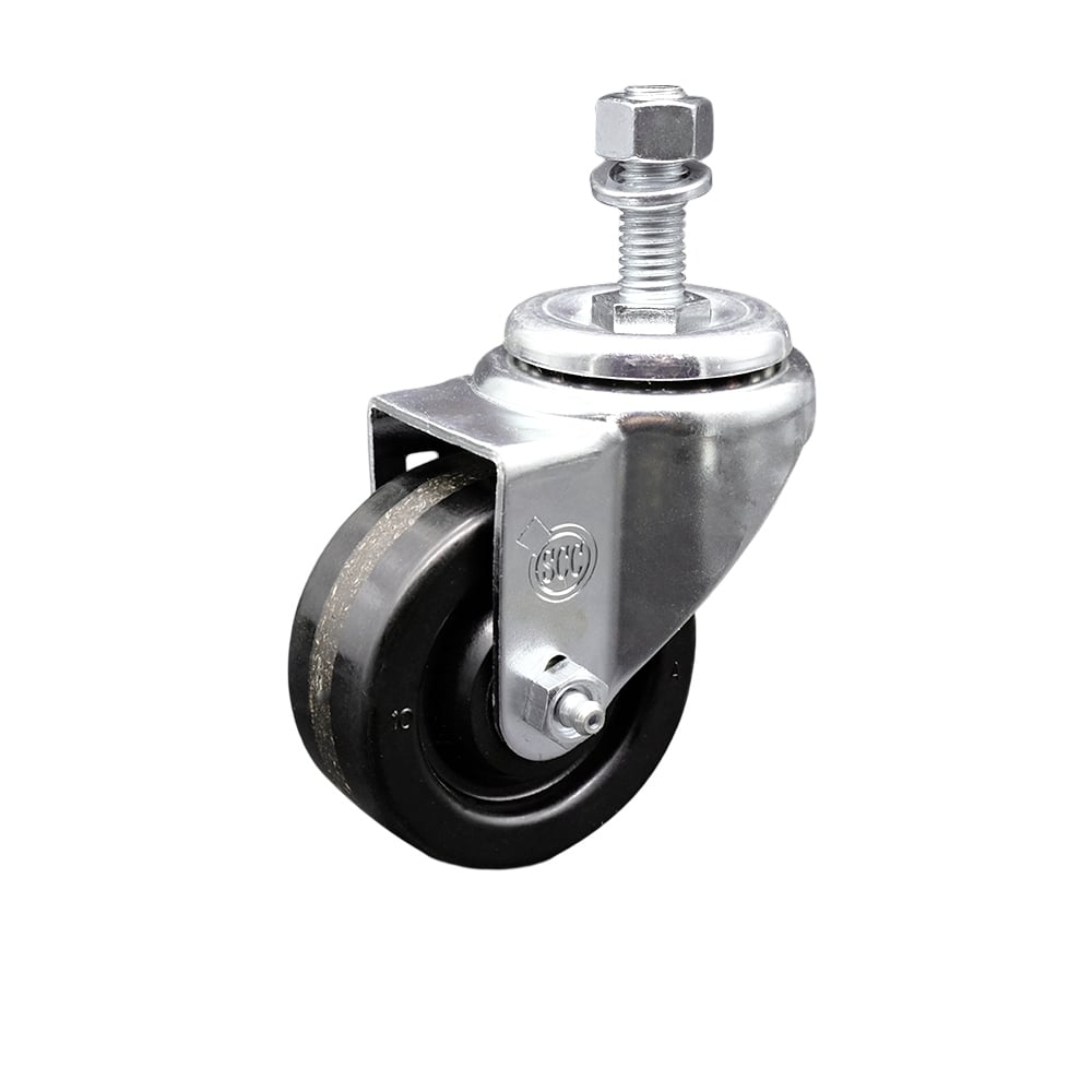 SCC-TS20S314-PHR-M1215 Phenolic Swivel Threaded Stem Caster with Roller Bearing 3 x 1.25 in. Black Wheel & 12 mm Stem