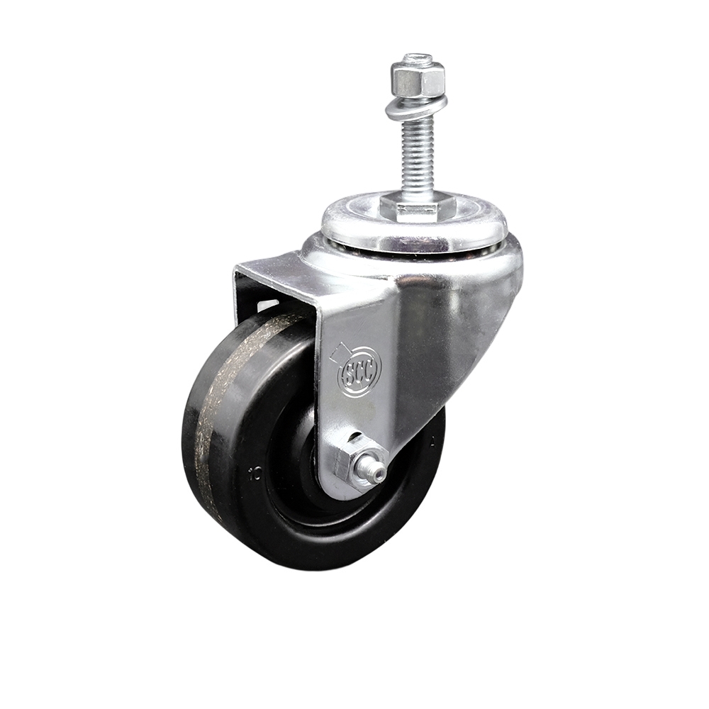 SCC-TS20S314-PHS-381615 Phenolic Swivel Threaded Stem Caster with 3 x 1.25 in. Black Wheel & 0.38 in. Stem